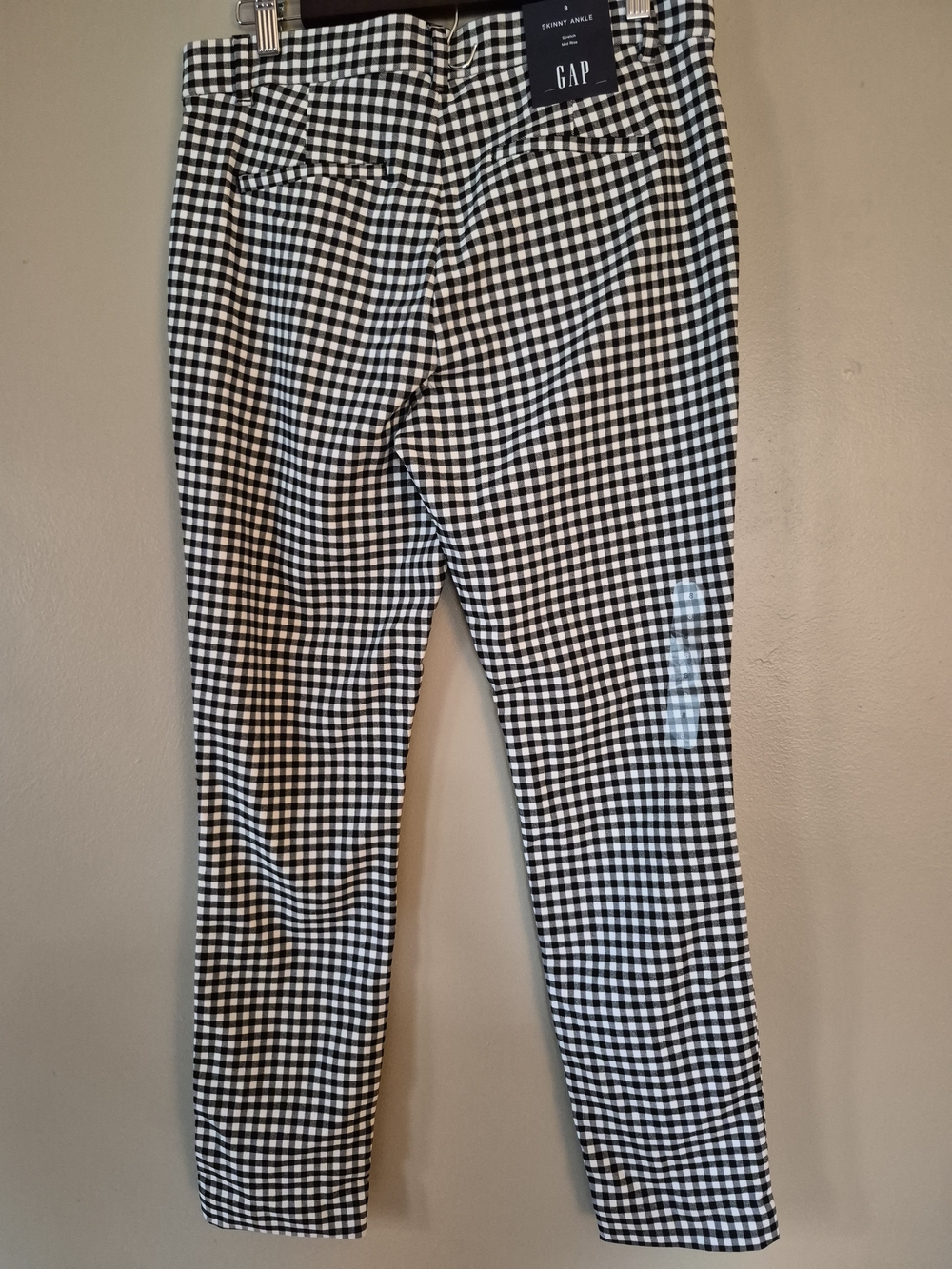 GAP Signature Skinny Ankle Pants Gingham Black & White Size 8 - Picture 2 of 5